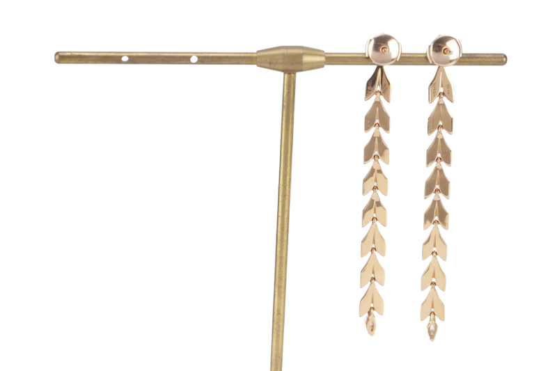 TIFFANY & CO EARRING VINE DROP IN YELLOW GOLD 18K WITH DIAMONDS WITH RECEIPT AND BOX