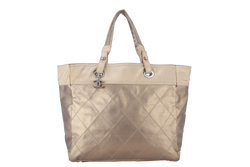 CHANEL PARIS BIARRITZ TOTE BAG (1139xxxx) LARGE GOLD CALFSKIN SILVER HARDWARE NO DUST COVER