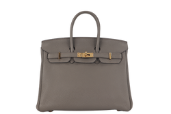 HERMES BIRKIN 25 ETAINE TOGO LEATHER RGHW STAMP Z (2021) WITH KEYS&LOCK, RAINCOAT AND DUST COVER