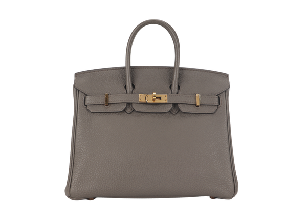 HERMES BIRKIN 25 ETAINE TOGO LEATHER RGHW STAMP Z (2021) WITH KEYS&LOCK, RAINCOAT AND DUST COVER