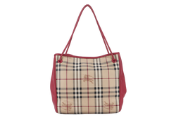 BURBERRY CANTERBURY TOTE BEIGE-PINK HAYMARKET CHECK GOLD HARDWARE NO DUST COVER