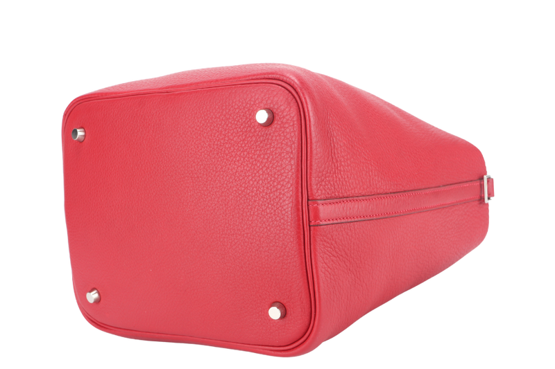 HERMES PICOTIN 22 ROUGE GARANCE TAURILLON CLEMENCE LEATHER PALLADIUM HARDWARE STAMP G SQUARE (YEAR 2003) NO LOCK&KEYS, NO DUST COVER, NO BOX