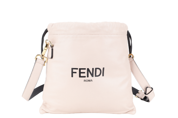 FENDI PACK DRAWSTRING IN PINK LAMBSKIN GOLD HARDWARE WITH STRAPS WITH DUST COVER