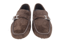 HERMES MONTEREY LOAFER DARK BROWN SIZE 43 WITH DUST COVER AND BOX
