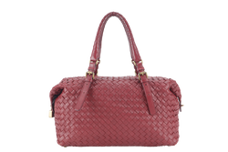 BOTTEGA VENETA BOSTON BAG MEDIUM RED LEATHER GOLD HARDWARE NO DUST COVER