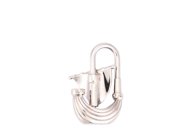 HERMES SILVER PLATED SAILBOAT CADENA LOCK CHARM WITH BOX