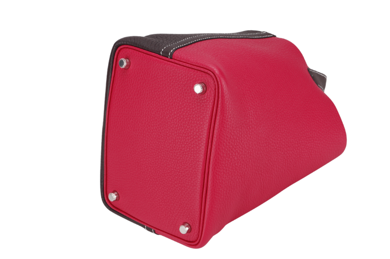 HERMES PICOTIN 18CM (STAMP Z 2021) ROUGE SELLIER & FRAMBOISE SILVER HARDWARE WITH DUST COVER & BOX