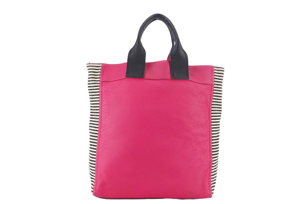 KATE SPADE NEW YORK COBBLE HILL HAYLEY TOTE PINK CALFSKIN LEATHER, CANVAS AND  SILVER HARDWARE WITH STRAPS NO DUST COVER