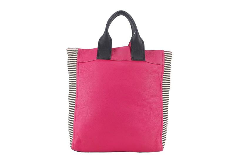 KATE SPADE NEW YORK COBBLE HILL HAYLEY TOTE PINK CALFSKIN LEATHER, CANVAS AND  SILVER HARDWARE WITH STRAPS NO DUST COVER