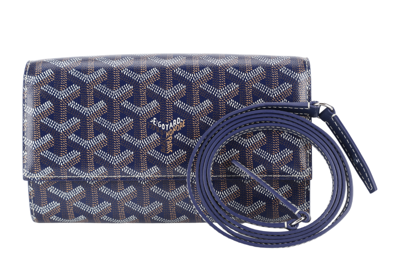 GOYARD POCHETTE VARENNE BLUE MARINE GOYARDINE WITH STRAPS NO DUST COVER