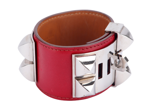 Hermes CDC Bracelet (Stamp A), Marron Leather, Silver Hardware, no Dust Cover & Box