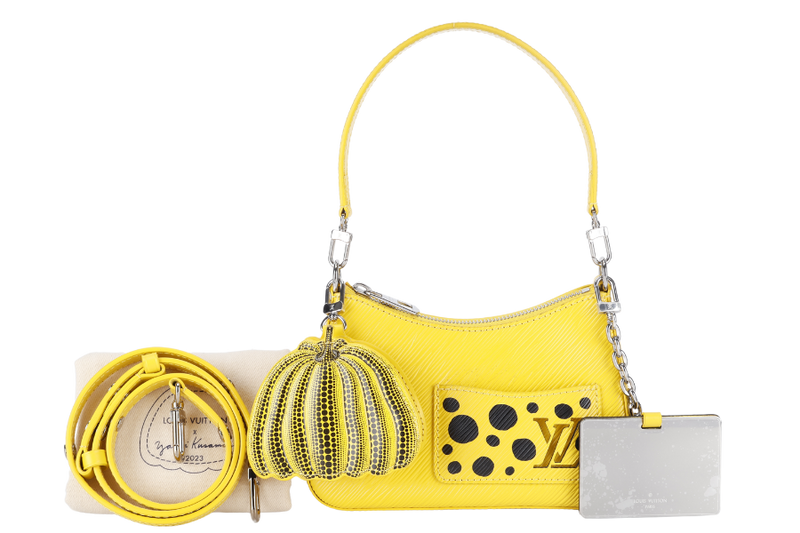 LOUIS VUITTON M21702 LV x YAYOI KUSAMA MARERINI YELLOW EPI LEATHER WITH STRAPS, MIRROR AND DUST COVER