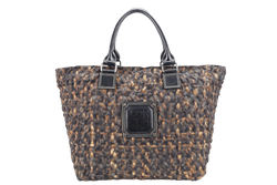 LONGCHAMP TEXTURED BLACK AND BROWN TOTE BAG NO DUST COVER