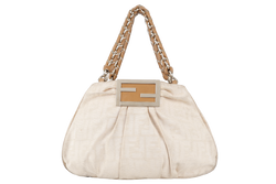 FENDI ZUCCA TOTE BAG BEIGE CANVAS GOLD HARDWARE NO DUST COVER