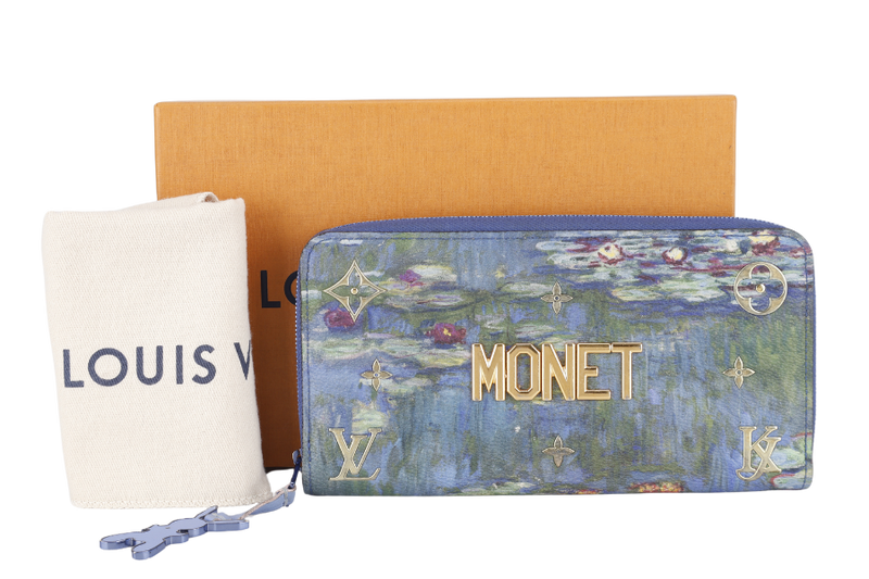 LOUIS VUITTON COLLECTION MONET LONG WALLET WITH DUST COVER AND BOX