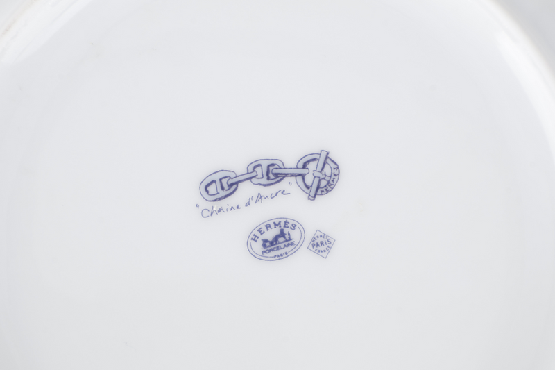 HERMES CHAINE D'ANCRE PORCELAIN ROUND PLATE WITH BOX