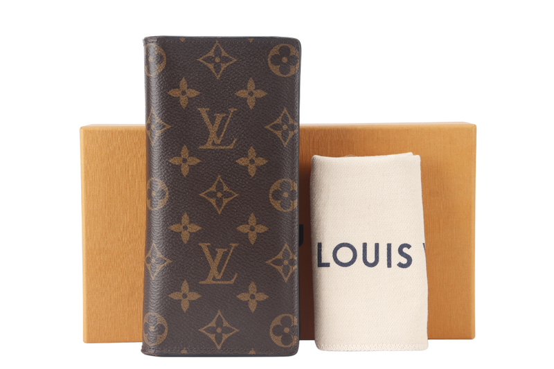 LOUIS VUITTON BRAZZA WALLET (M66540) BROWN MONOGRAM GOLD HARDWARE WITH DUST COVER AND BOX