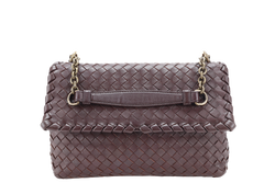 BOTTEGA VENETA NAPPA INTRECCIATO OLIMPIA SHOULDER BAG SMALL BROWN LEATHER GOLD HARDWARE NO DUST COVER