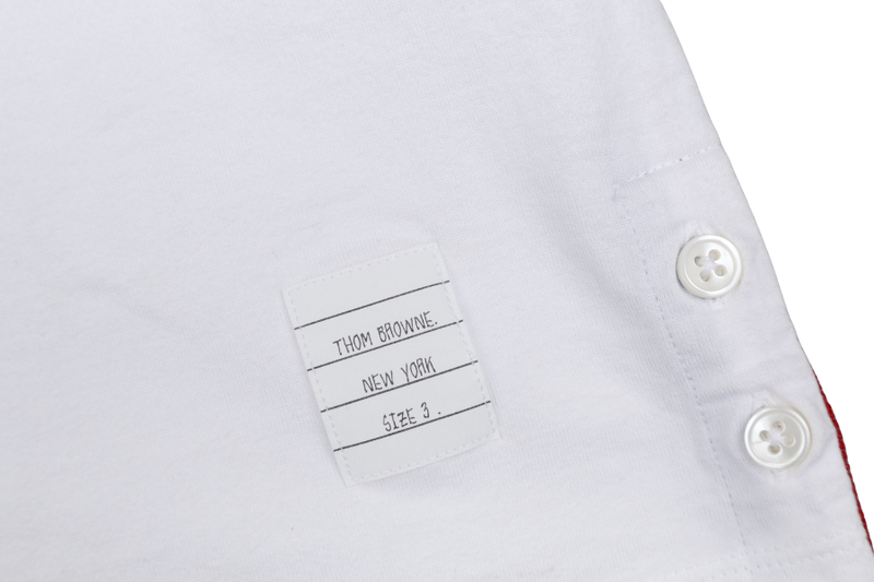 THOM BROWNE DIAGONAL STRIPE POCKET TEE WHITE SIZE 3
