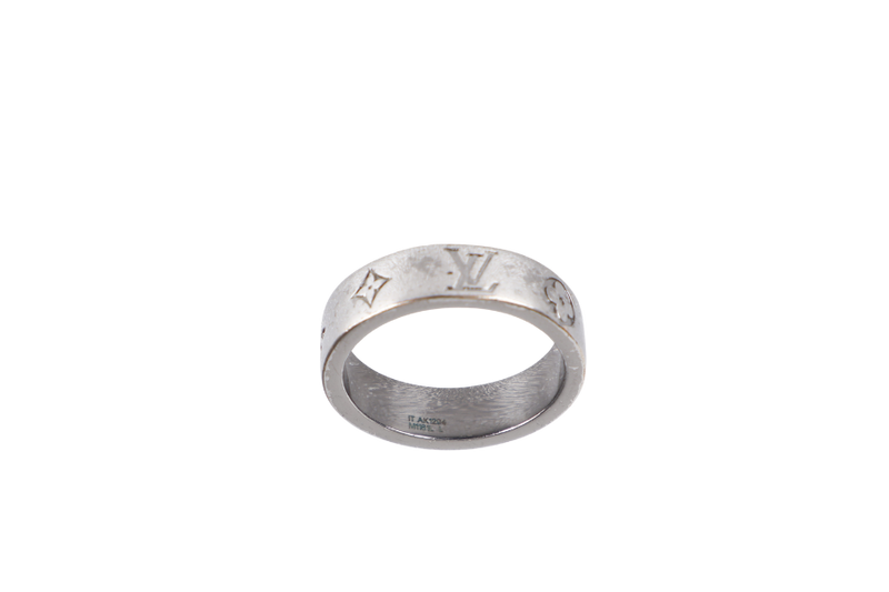LOUIS VUITTON THIN RING M1181L SIZE L SILVER 925 BLACK IT AK1294