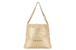 CHANEL 22 REGULAR BEIGE COLOR MICROCHIP (ALEPxxxx) GOLD HARDWARE WITH DUST COVER AND BOX