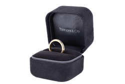 TIFANNY & CO MILGRAIN BAND RING PLATINUM & 18K YELLOW GOLD SIZE 9 WITH BOX
