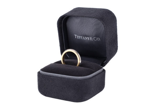 TIFANNY & CO MILGRAIN BAND RING PLATINUM & 18K YELLOW GOLD SIZE 9 WITH BOX