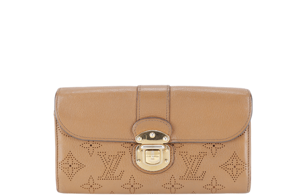 LOUIS VUITTON MAHINA PORTEFEUILLE IRIS WALLET BROWN LEATHER GOLD HARDWARE NO DUST COVER