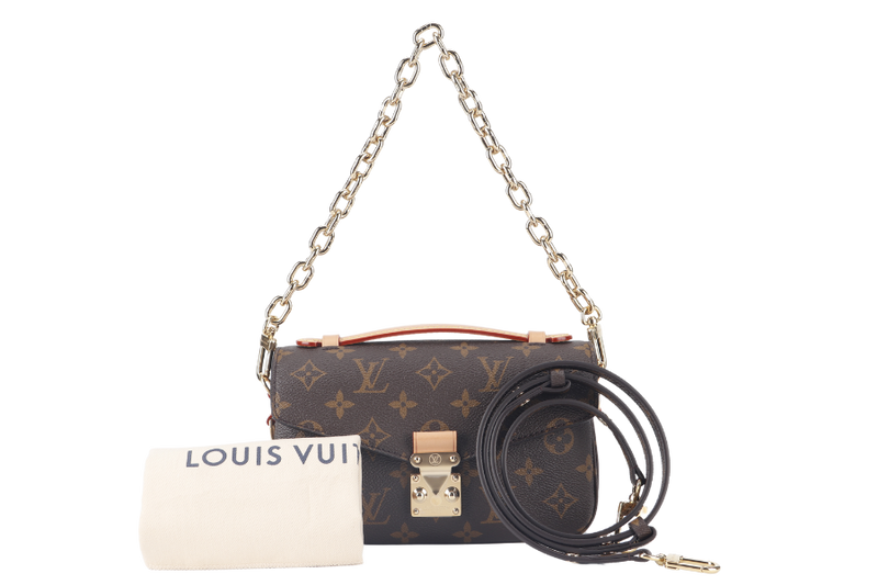 LOUIS VUITTON POCHETTE METIS (M46279) EAST WEST MONOGRAM WITH STRAPS, CHAIN, DUST COVER AND BOX