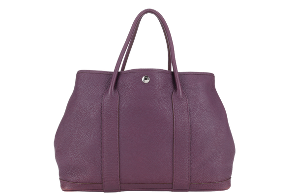 HERMES GARDEN PARTY 36 STAMP O (YEAR 2011) PRUNE COLOUR NEGONDA LEATHER SILVER HARDWARE WITH DUST COVER