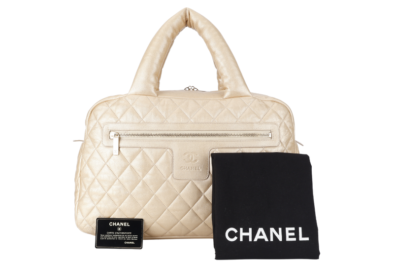 CHANEL COCO COCOON METALLIC GOLD LEATHER BOWLER BAG (1319xxxx) WITH DUST COVER AND CARD