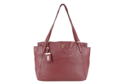 PRADA PINK VITELLO DAINO LEATHER SIDE POCKET TOTE BAG GOLD HARDWARE NO DUST COVER
