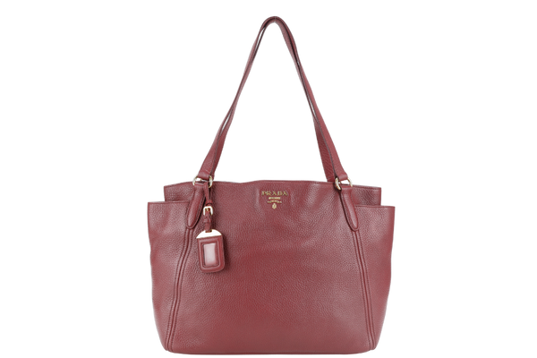 PRADA PINK VITELLO DAINO LEATHER SIDE POCKET TOTE BAG GOLD HARDWARE NO DUST COVER