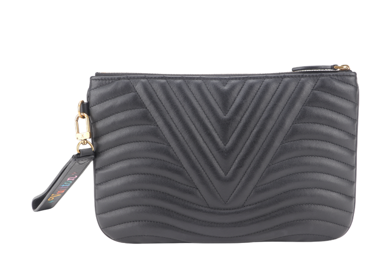 LOUIS VUITTON M63943 NEW WAVE POCHETTE BLACK CALF LEATHER WITH DUST COVER
