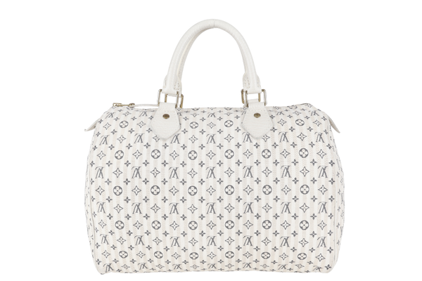 LOUIS VUITTON SPEEDY 30 WHITE MONOGRAM MINI LIN CANVAS GOLD HARDWARE NO DUST COVER