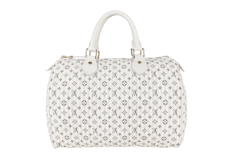 LOUIS VUITTON SPEEDY 30 WHITE MONOGRAM MINI LIN CANVAS GOLD HARDWARE NO DUST COVER