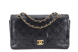 CHANEL VINTAGE CLASSIC DOUBLE FLAP (341xxxx) SMALL BLACK LAMBSKIN LEATHER GOLD HARDWARE NO DUST COVER