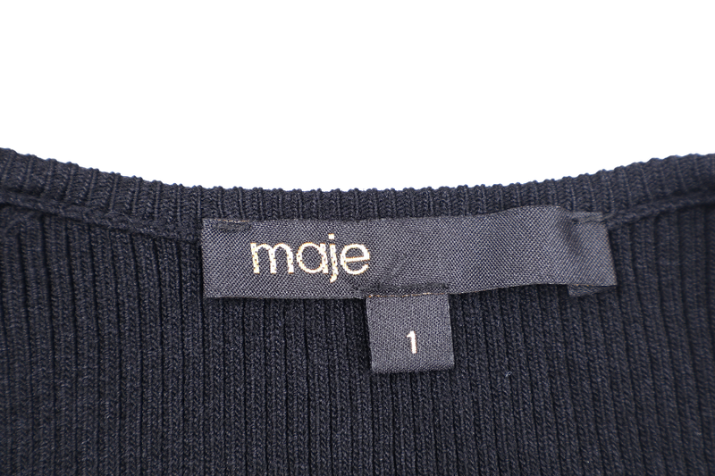MAJE SWEETHEART NECKLINE TOP SIZE 1 BLACK KNIT