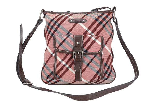 BURBERRY BLUE LABEL NOVA CHECK CROSSBODY BAG PINK CANVAS SILVER HARDWARE NO DUST COVER