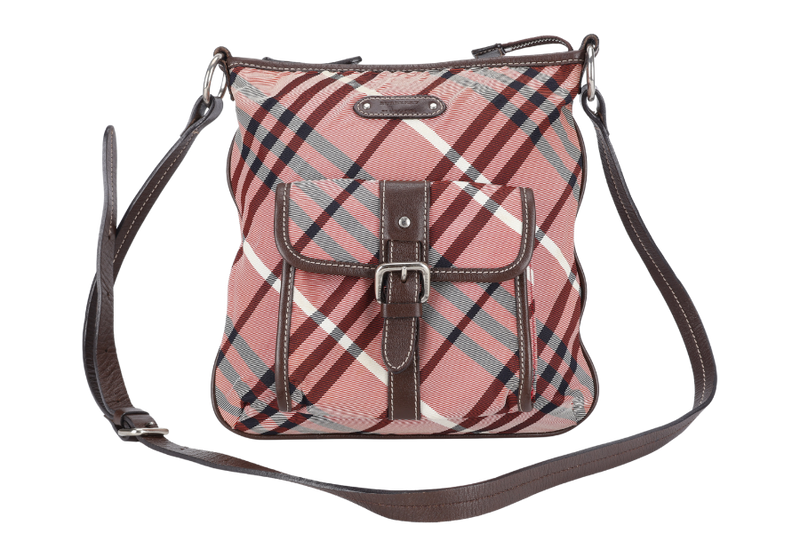 BURBERRY BLUE LABEL NOVA CHECK CROSSBODY BAG PINK CANVAS SILVER HARDWARE NO DUST COVER