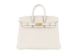 HERMES BIRKIN 25 CRAIE TOGO GOLD HARDWRAE STAMP W (YEAR 2024) WITH TWILLY, KEYS&LOCK AND BOX