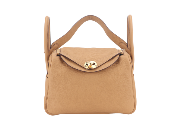 HERMES LINDY 26 BISCUIT CLEMENCE LEATHER GOLD HARDWARE STAMP B (YEAR 2023) WITH DUST COVER