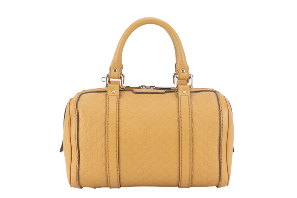 GUCCI MICROGUCCISSIMA JOY BOSTON BAG MUSTARD YELLOW LEATHER GOLD HARDWARE NO DUST COVER