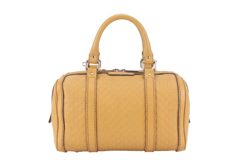 GUCCI MICROGUCCISSIMA JOY BOSTON BAG MUSTARD YELLOW LEATHER GOLD HARDWARE NO DUST COVER