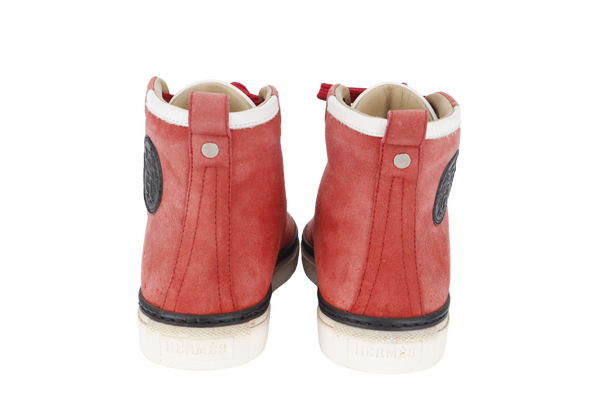 HERMES HIGH CUT SNEAKERS RED FABRIC SIZE 35.5