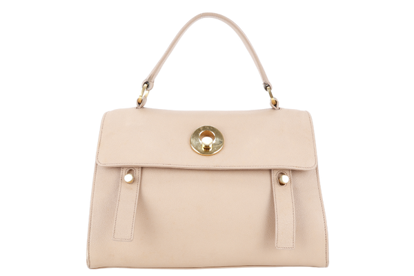 YVES SAINT LAURENT (YSL) MUSE 2 BAG BEIGE LEATHER GOLD HARDWARE WITH STRAPS AND DUST COVER
