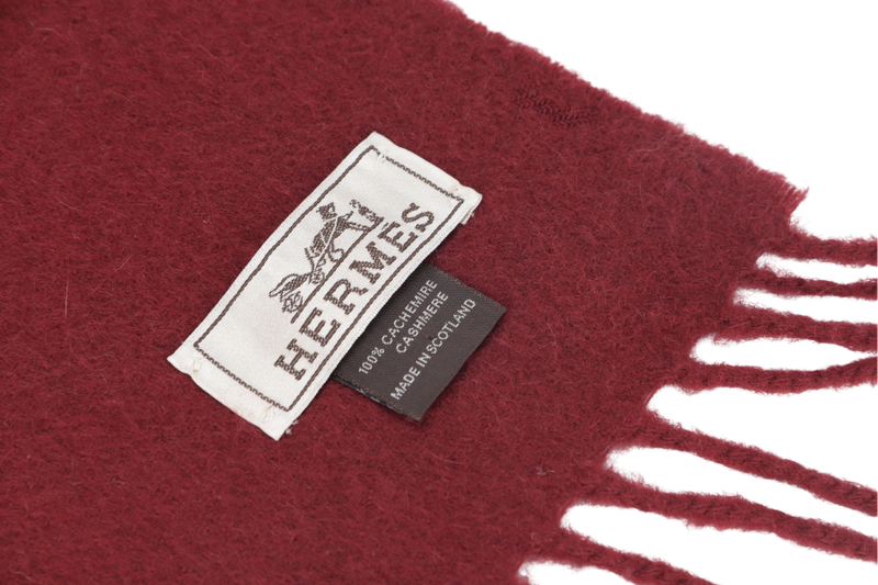 HERMES CASHMERE MAROON MUFFLER 144 X 39CM