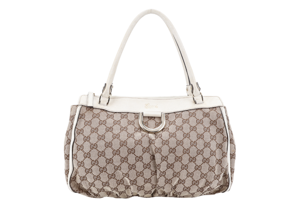 GUCCI BROWN GG CANVAS ABBEY-D RING TOTE BAG NO DUST COVER