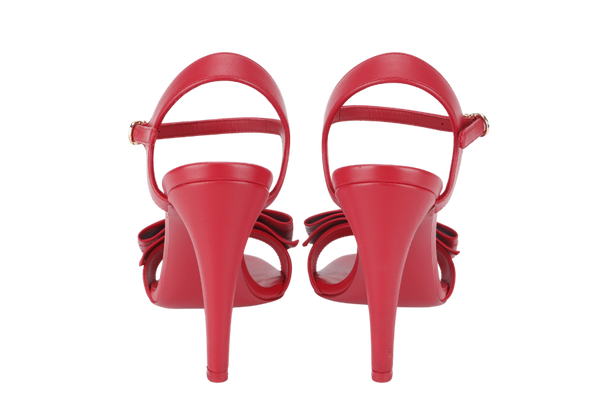 CHANEL SANDAL HEELS RED LEATHER SIZE 35C