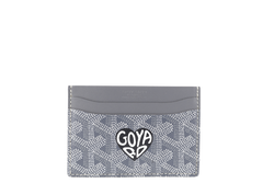 GOYARD SAINT-SULPICE CARD WALLET GREY COLOR WITH BLACK COLOR HEART SHAPE WITH DUST COVER AND BOX